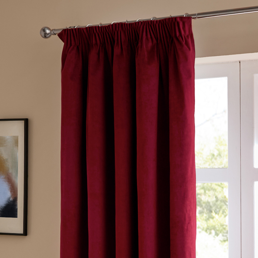 Furn The Ultimate Burgundy Velvet Blackout Pencil Pleat Curtains 168 x 229cm Image 4