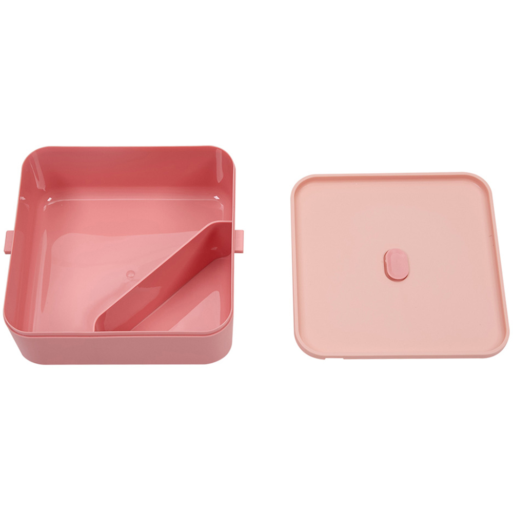 Living and Home 1.8L 2-Tier Pink Lunch Box with Cutlery and 3 Top Compartments Image 5