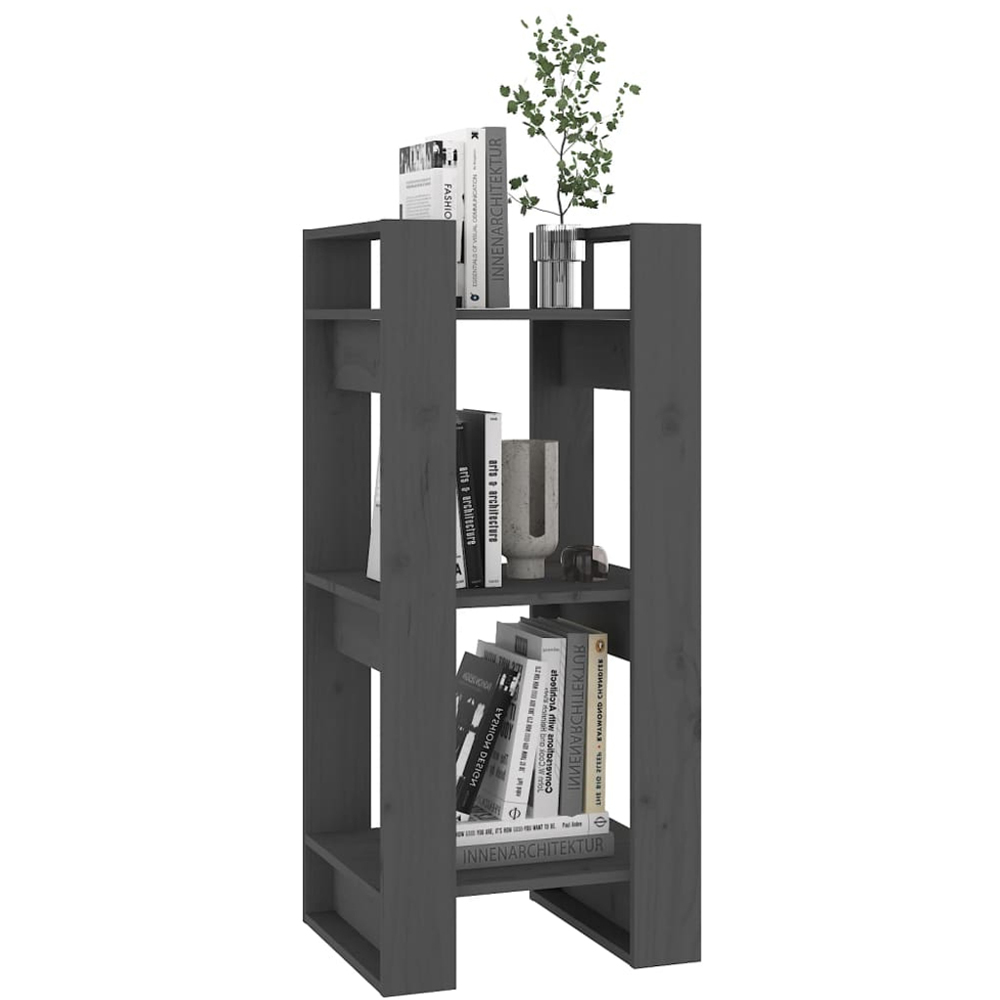 vidaXL 3 Shelf Grey Solid Pine Bookcase Image 5