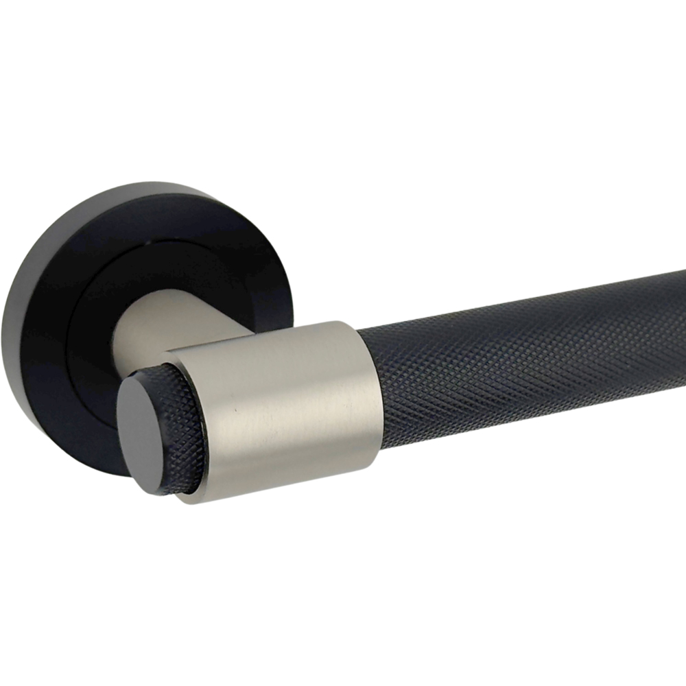 AXS Hardware Dakota Black Knurled Bathroom Door Handles on Rose 2 Pack Image 6