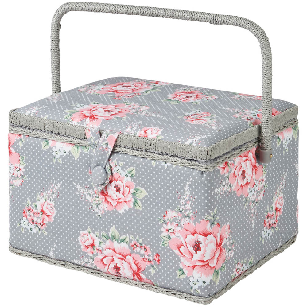 Sewing Online Beautiful Bloom Print Large Sewing Box with Carry Handle Image 3