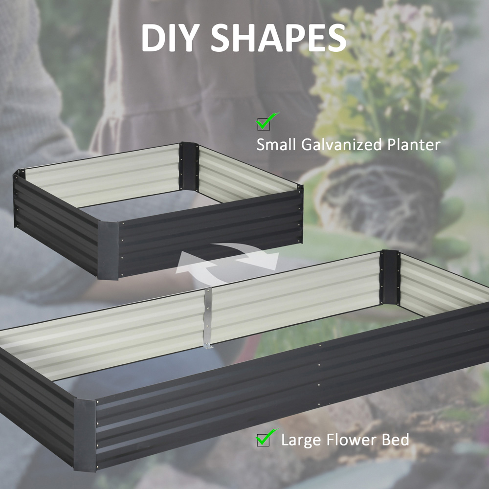 Outsunny Grey Galvanised Steel Raised Garden Bed Planter with Open Bottom Image 5