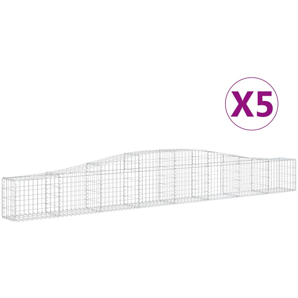 vidaXL Silver Galvanised Iron Arched Gabion Basket 400 x 30 x 40/60cm 5 Pack Image 2