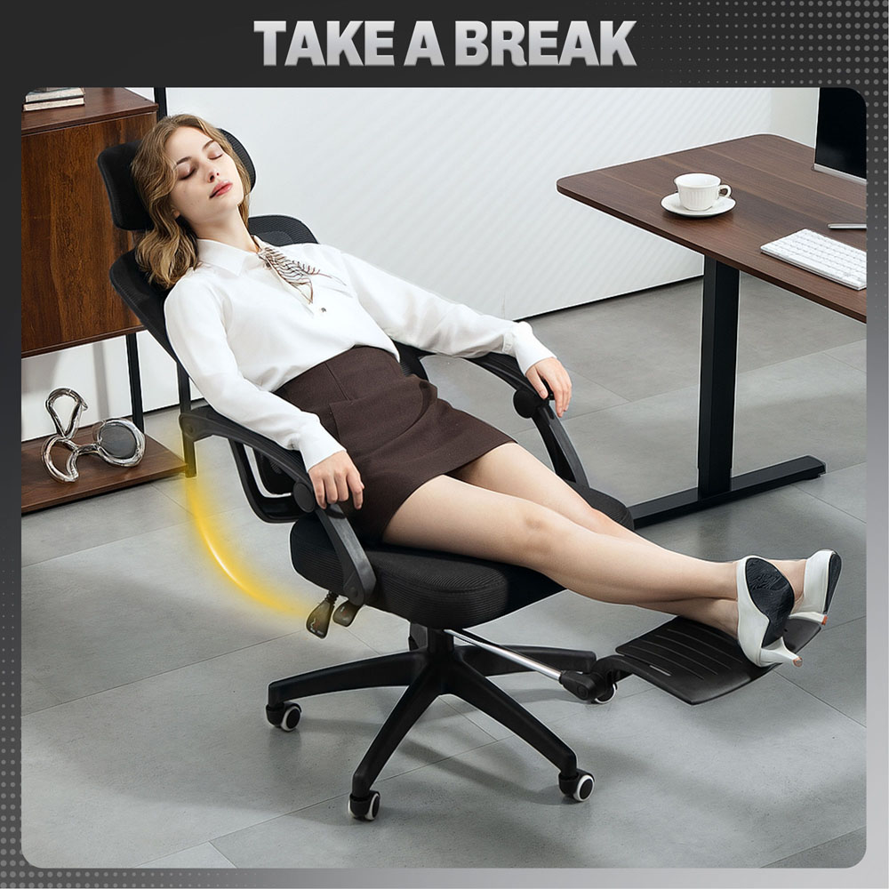 Portland Black Mesh Ergonomic Office Chair with Headrest and Lumbar Support Image 6