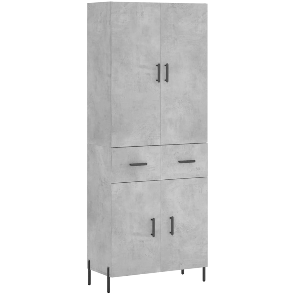 vidaXL 4 Door 2 Drawer Concrete Grey Highboard Image 2