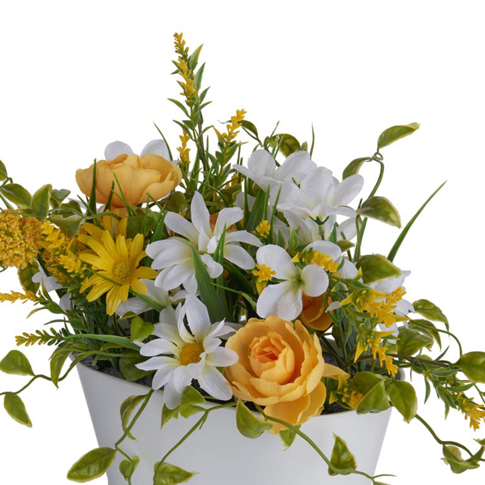 Wilko Faux Flowers in Window Box Yellow & White Mix Image 6