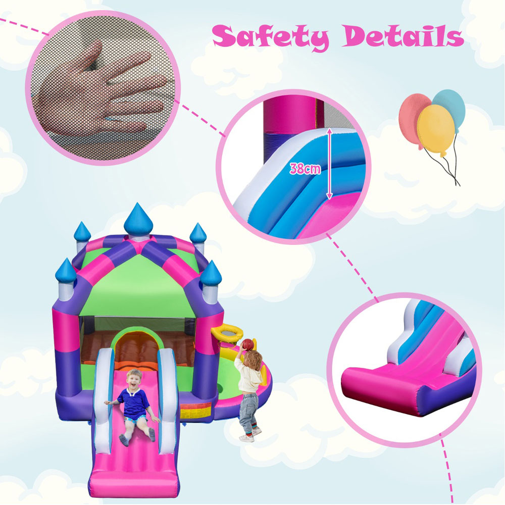 Costway 5-in-1 Kids Jumping Air Bounce Castle with Sun Roof and Ball Pit Play Set Image 3