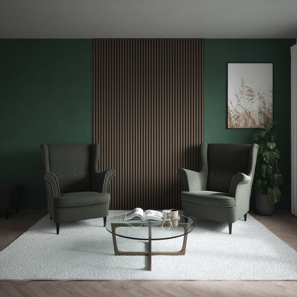 Kraus Easy Living Chestnut Acoustic Slat Wall Panel 240 x 60cm 3 Pack Image 2