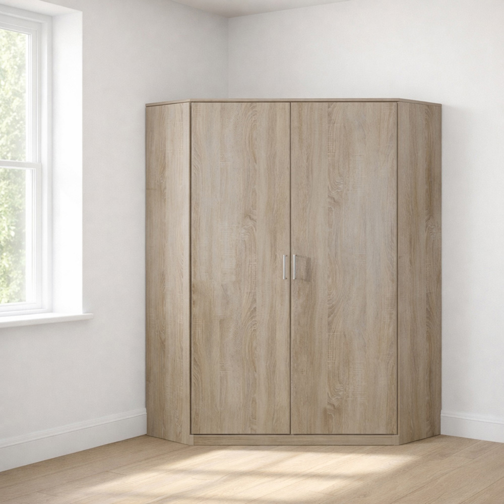 TJ'S Gerven 2 Door Oak Corner Wardrobe Image 5