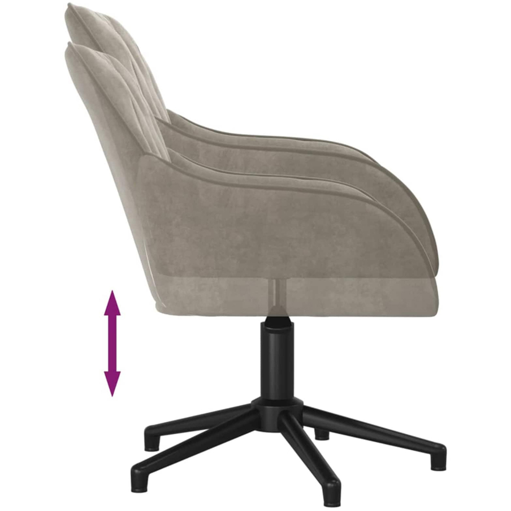 vidaXL Set of 2 Light Grey Velvet Height-Adjustable Swivel Dining Chair Image 7