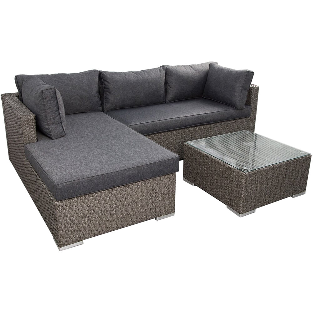 Furniture One 3 Seater Grey Rattan L Shape Corner Sofa Set Image 3