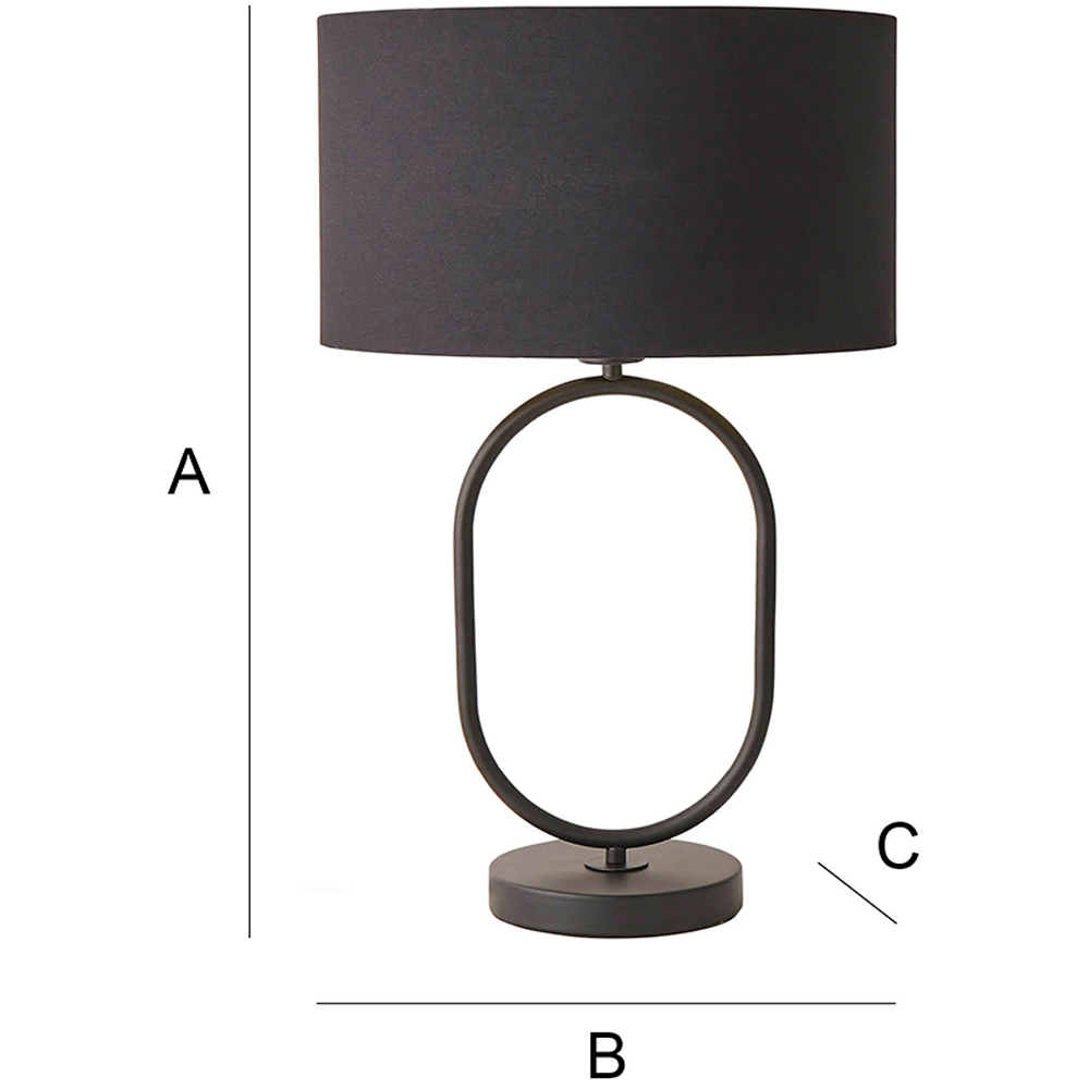 ValueLights Antonia Black with Gold Inner Drum Shade Matte Black Oval Table Lamp with Bulb Image 7