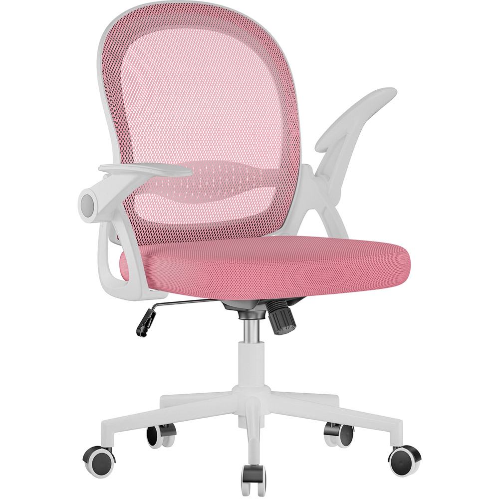 Rattrix Pink Mid-Back Mesh Office Chair with Flip-Up Armrests Image 2