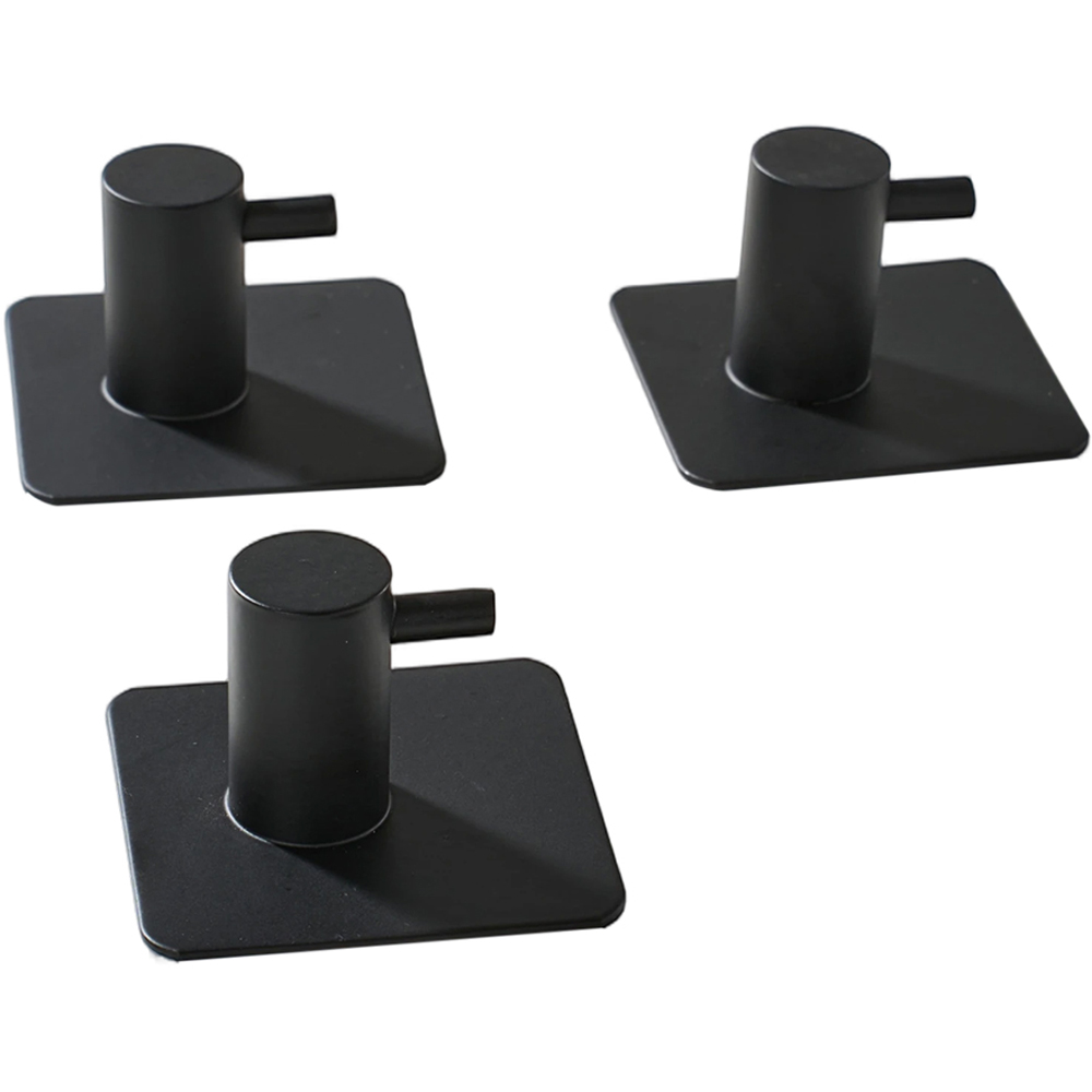 Living and Home 5-Piece Black Wall-Mounted Stainless Steel Bathroom Hardware Set with 3 Hooks Image 4