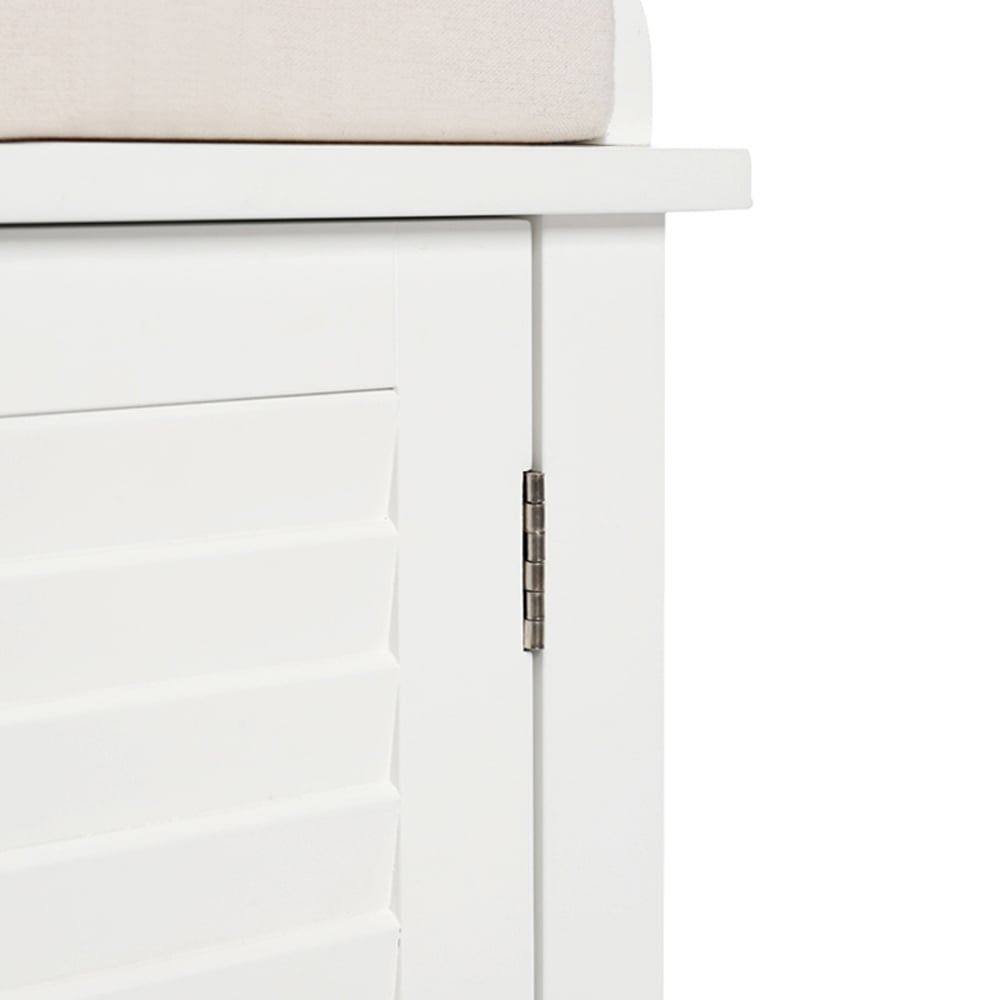 Living and Home White Wooden Shoe Cabinet Bench Image 4