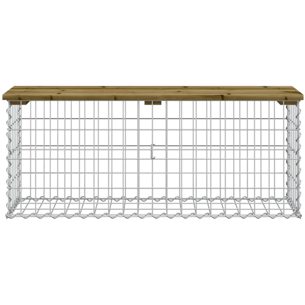 vidaXL Brown Solid Impregnated Pine Wood Gabion Design Garden Bench 103 x 31.5 x 42cm Image 2