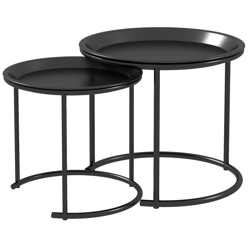 HOMCOM Black Nesting Side Tables Set of 2 Image 2