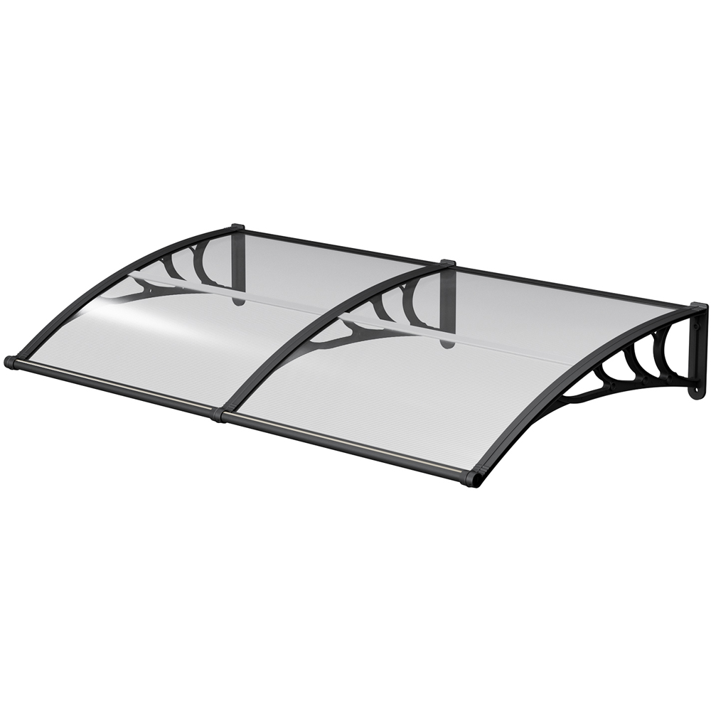 Living and Home Dark Grey Door and Window Outdoor Awning with Water Channel 2 x 1m Image 2
