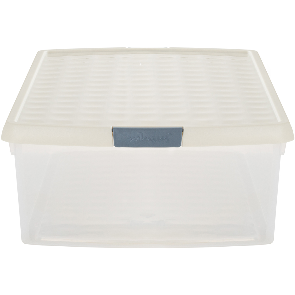 Wham Clip 30L Clear Stone and Slate Grey Rectangular Storage Box with Lid 3 Pack Image 4