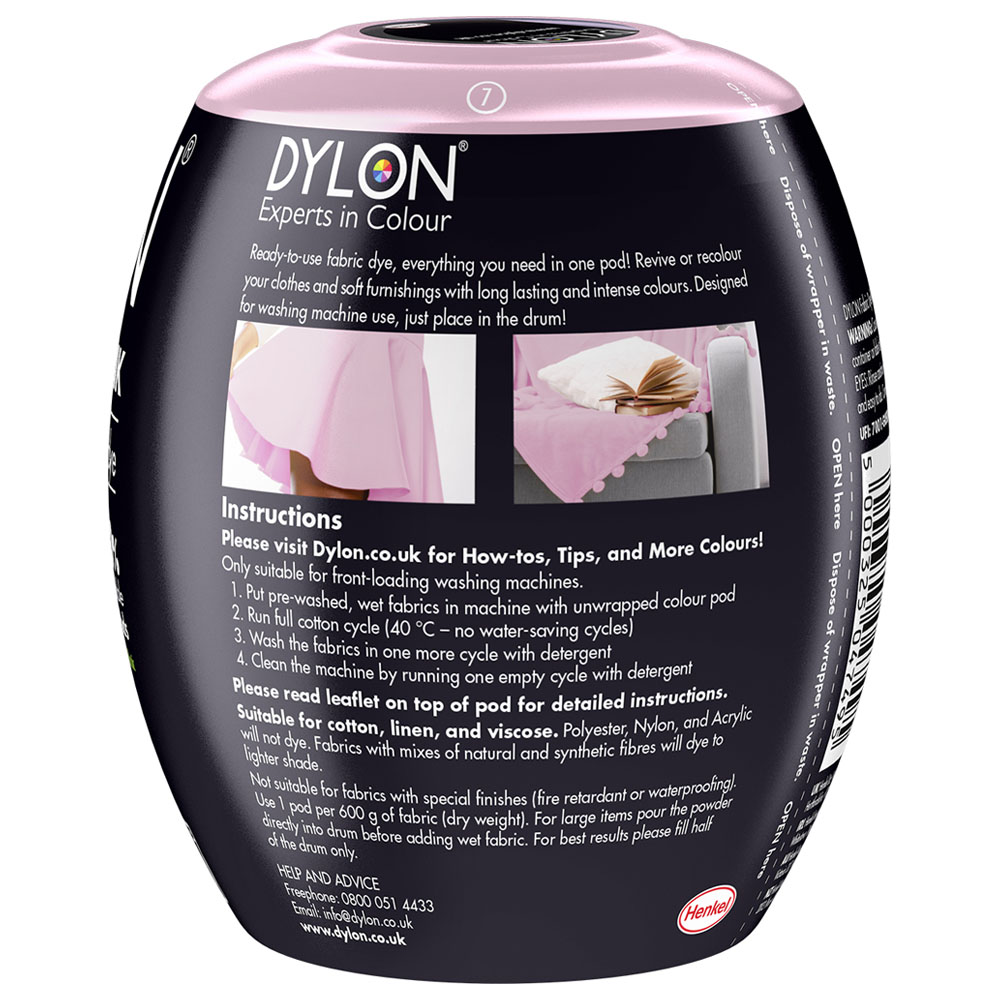 Dylon Fabric Dye Pods (machine use), Orchid Pink