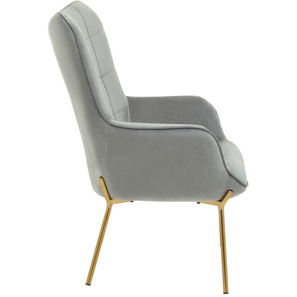 Premier Housewares Stockholm Gold and Grey Velvet Armchair Image 3