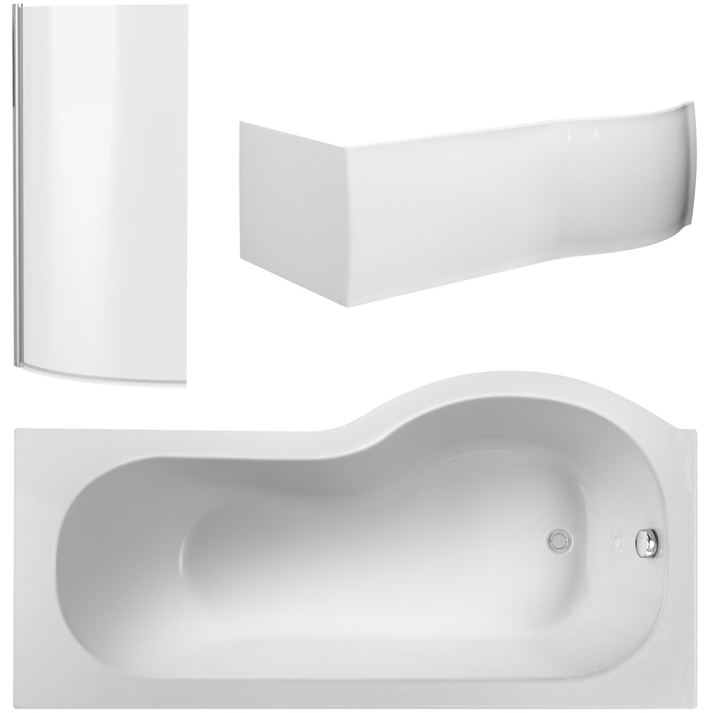 nuie 1700mm Left Hand P Shaped Bath Set Image 1