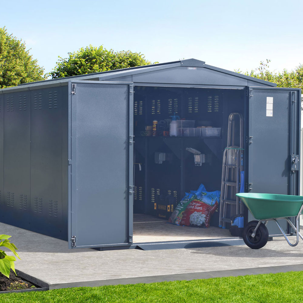 Asgard Gladiator 7 x 18ft Double Door Grey High Security Apex Garden Shed Image 2