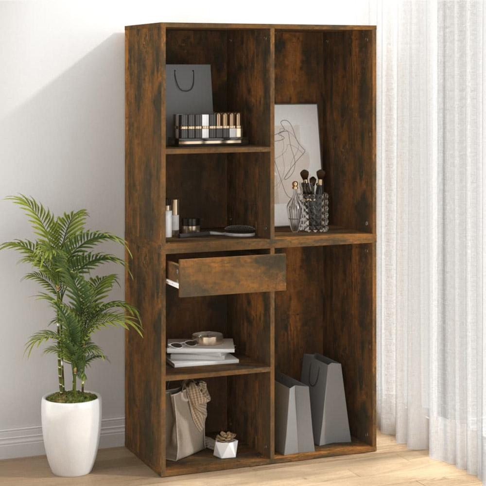 vidaXL Single Drawer 3 Shelf Smoked Oak Cosmetic Cabinet Image 7
