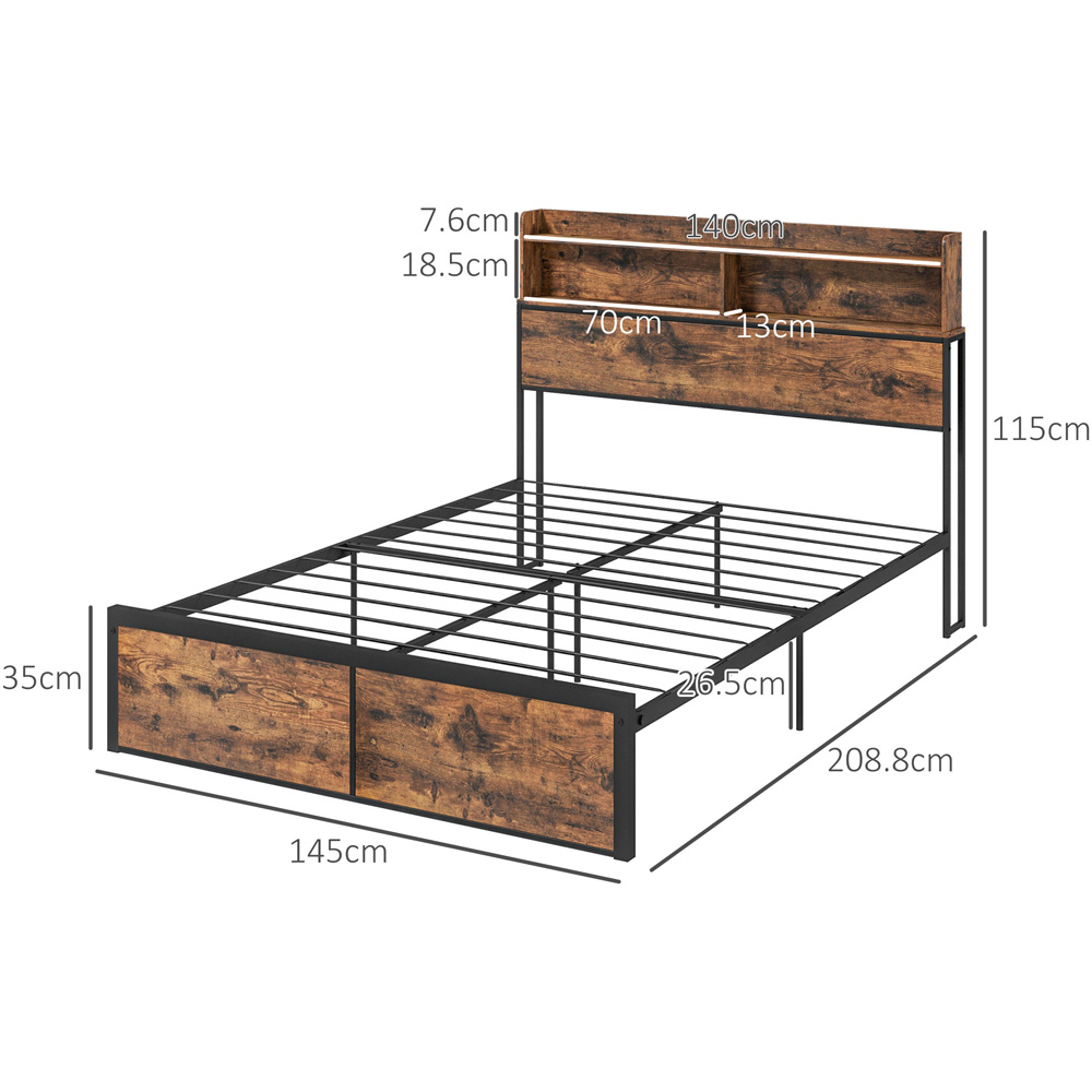 Portland Double Rustic Brown Industrial Style Steel Bed Frame with Headboard and Footboard Image 8