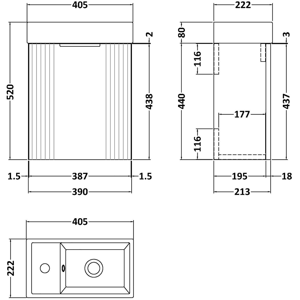 nuie Deco 400mm Satin Grey Wall Hung Unit with WC and Tap Image 2
