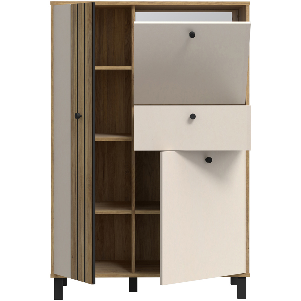 Florence Grafton 3 Door Single Drawer Cream and Oak Sideboard Image 3