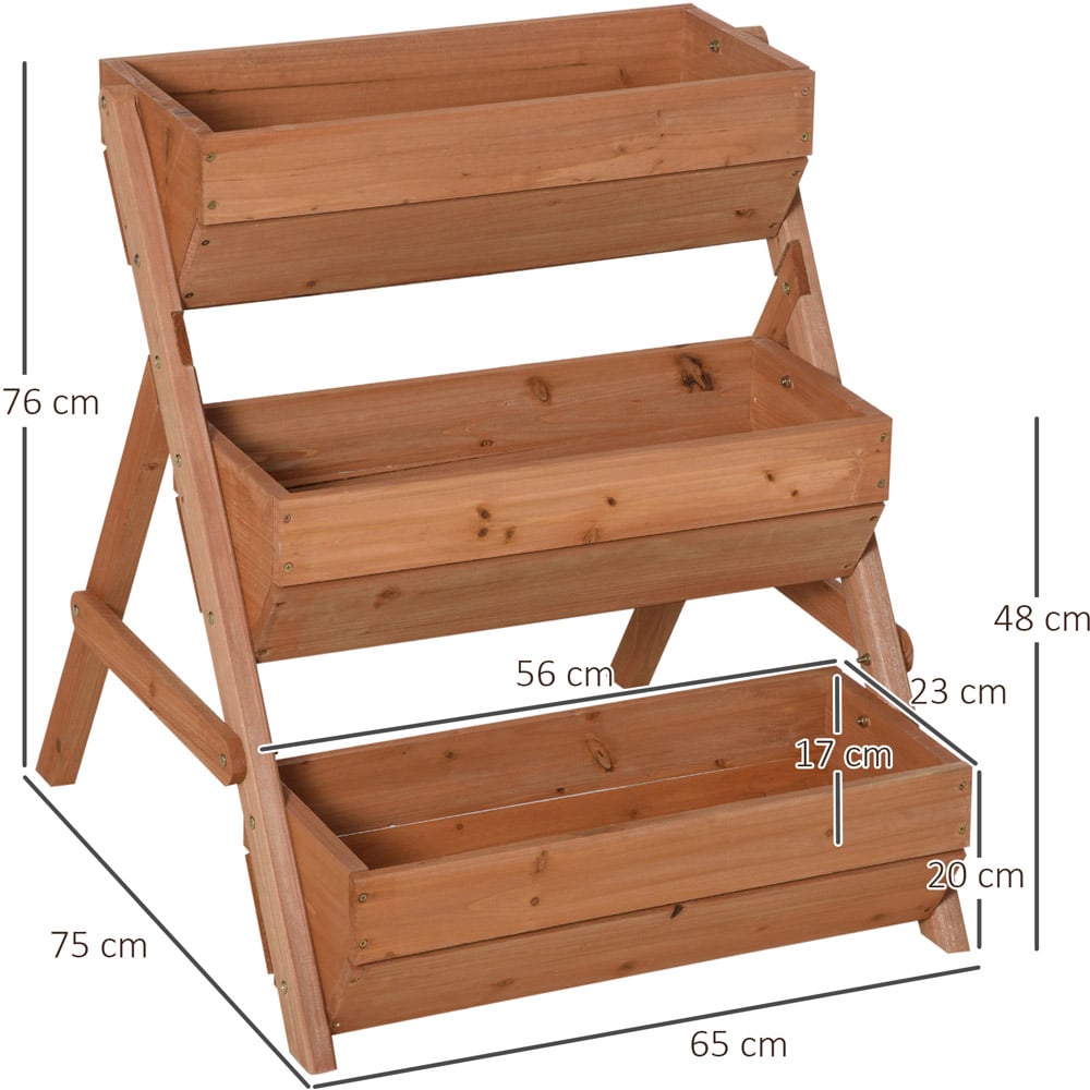 Outsunny Brown 3 Tier Wooden Raised Garden Bed Elevated Planter Box Kit Image 7