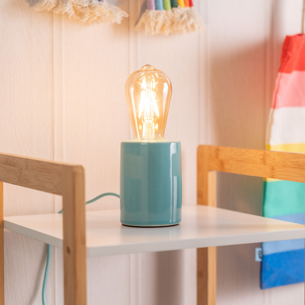 ValueLights Compact Teal LED Table Lamp Image 2