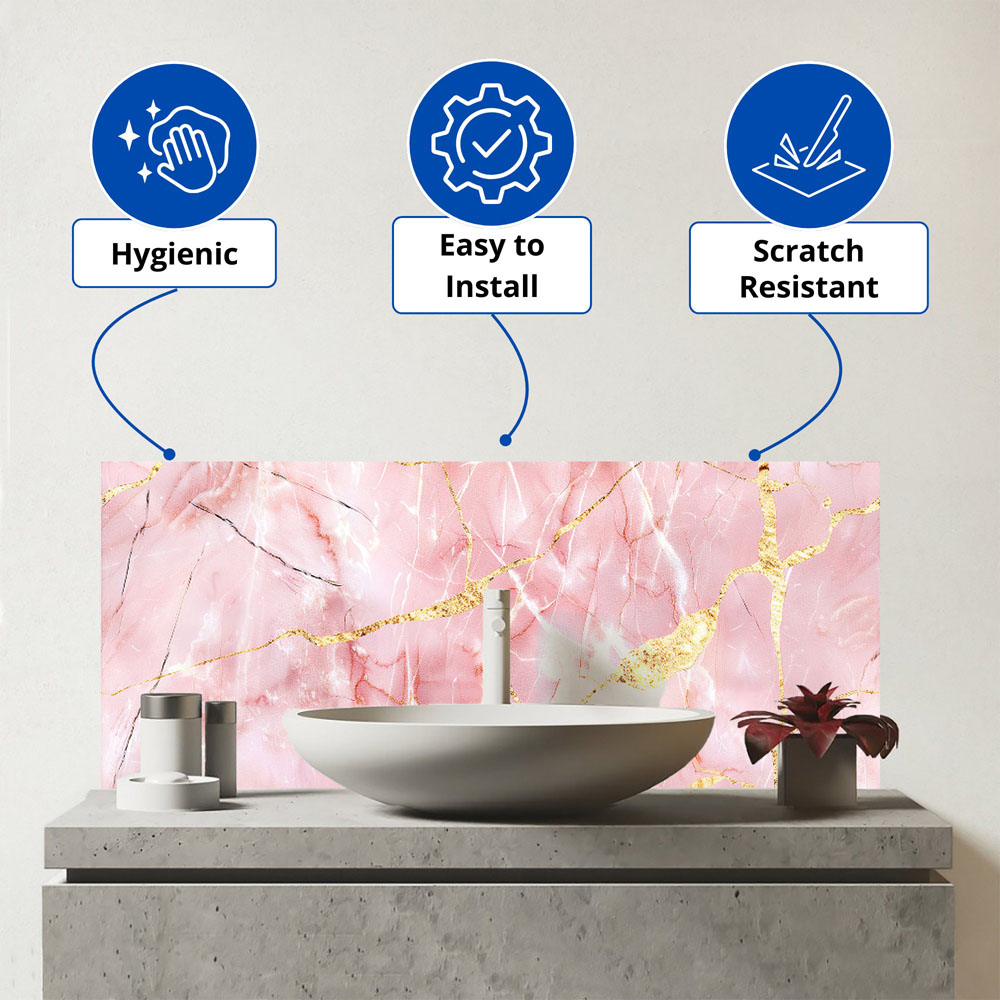 Warren Reed Designer Rose Marble Effect Bathroom Splashback 25 x 60cm Image 3