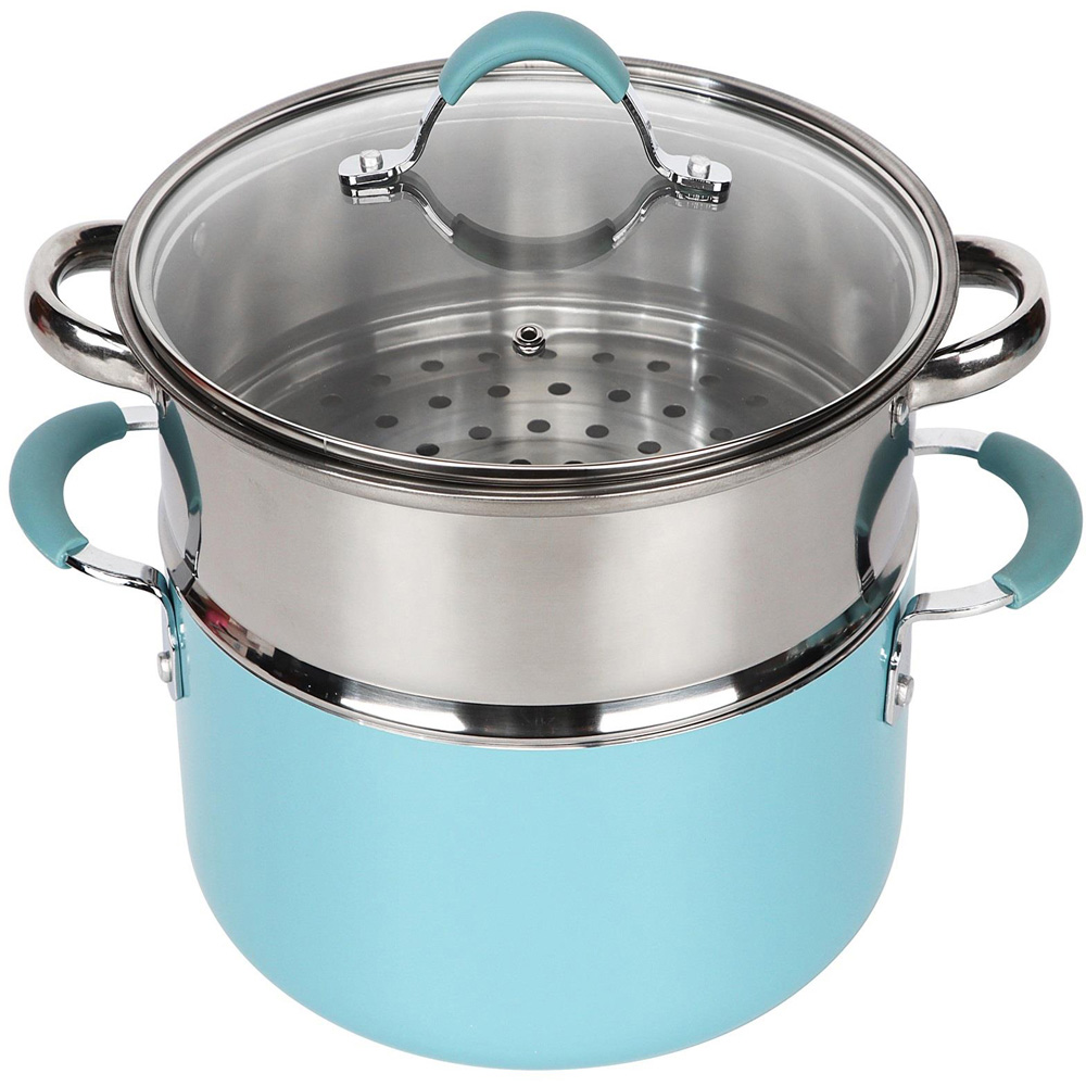 Blue and Copper 19 Piece Non Stick Aluminium Induction Cookware Set Image 5