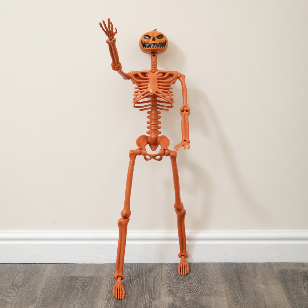 Samuel Alexander Poseable Pumpkin Skeleton Hanging Halloween Decoration 90cm Image 2