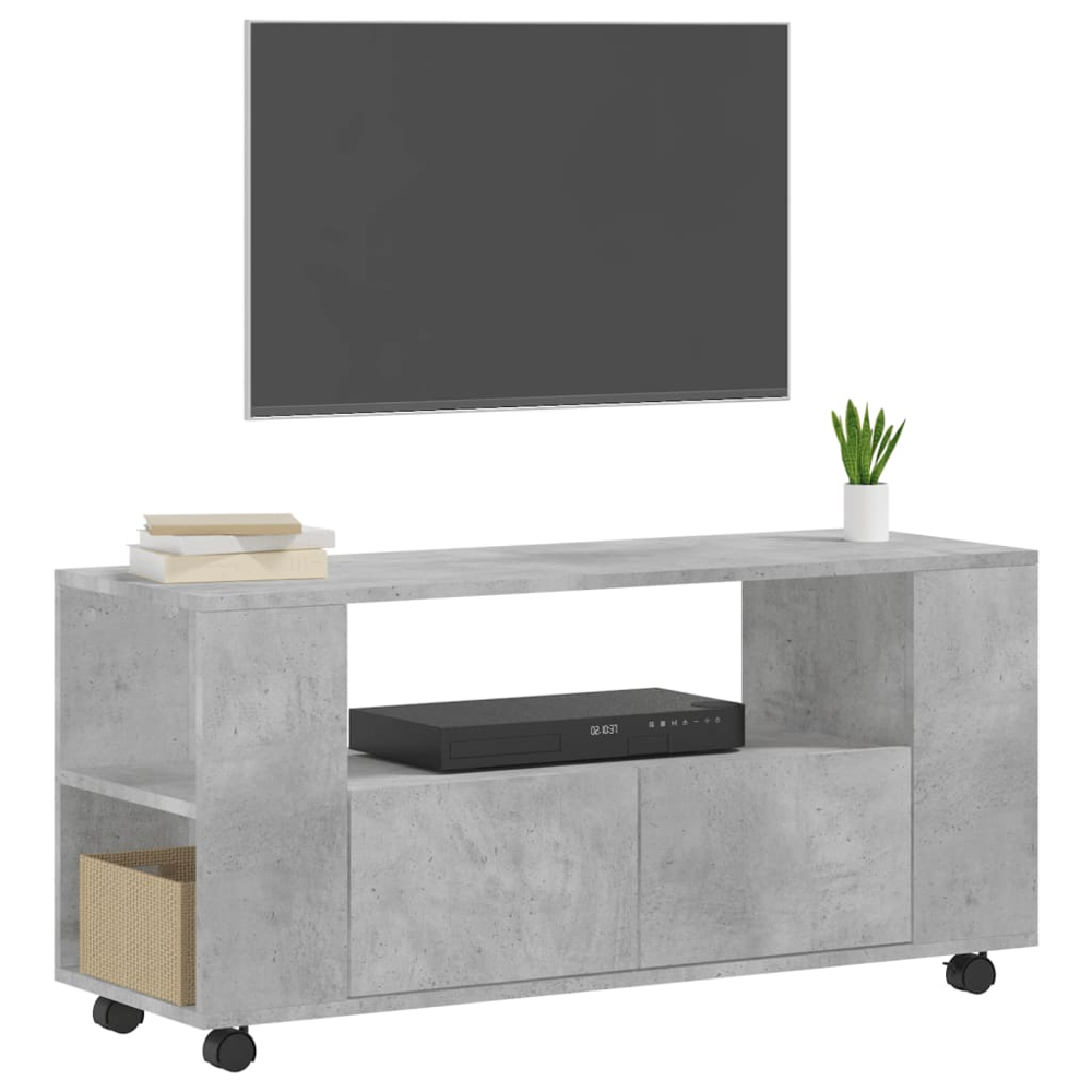 vidaXL 2 Drawer 4 Shelf Grey Sonoma Rolling TV Cabinet Image 3