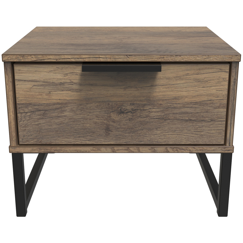 Crowndale Hong Kong Single Drawer Vintage Oak Side Table Ready Assembled Image 3