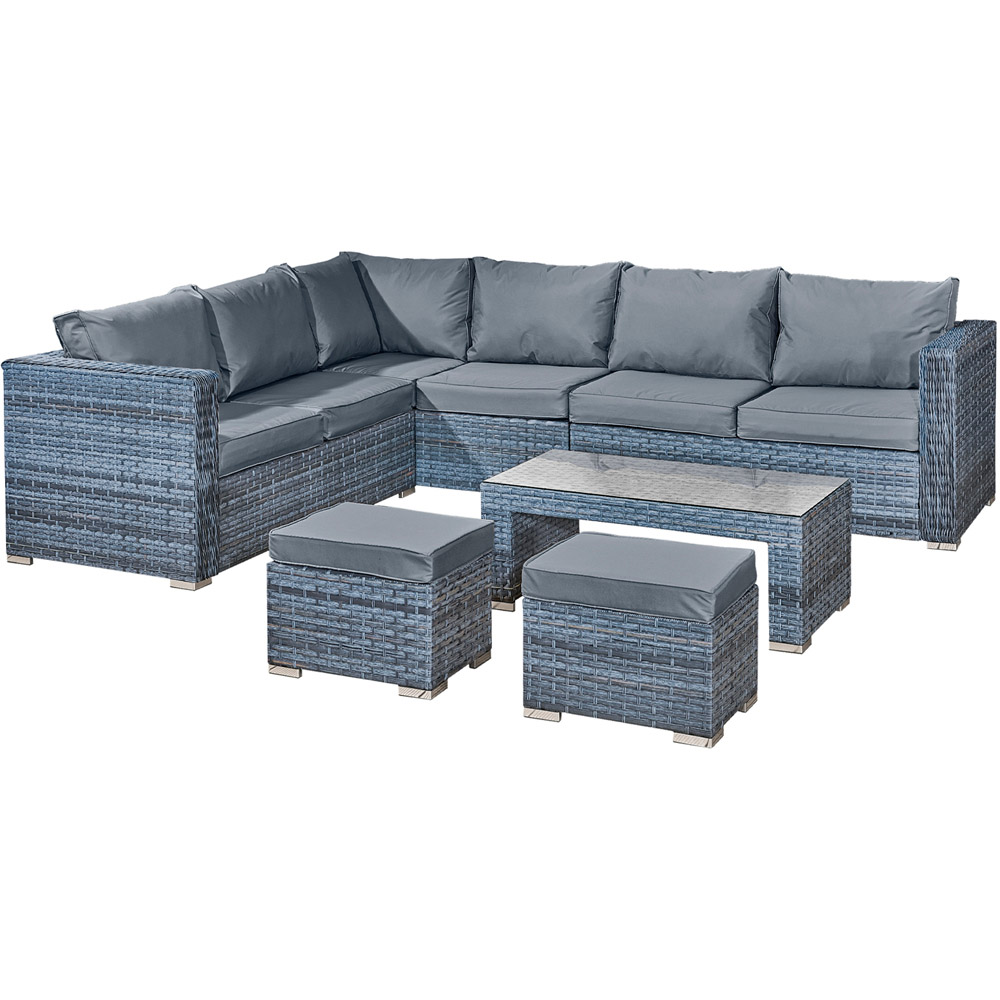 Oseasons Aruba 8 Seater Ocean Grey Rattan Corner Sofa Set Image 2