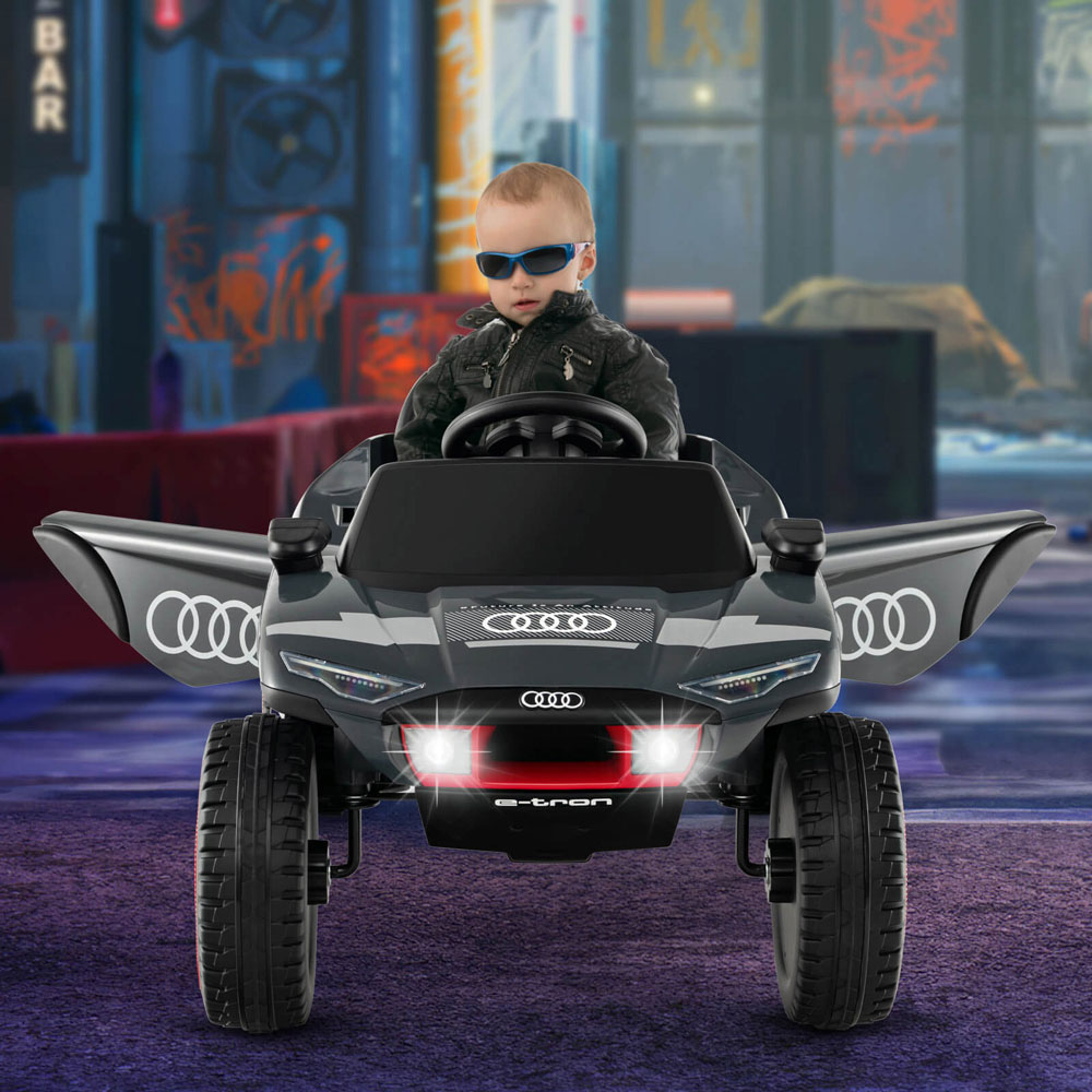 Costway Grey Licensed Audi Kids Ride On E-tron Racing Car with Remote Control Image 2