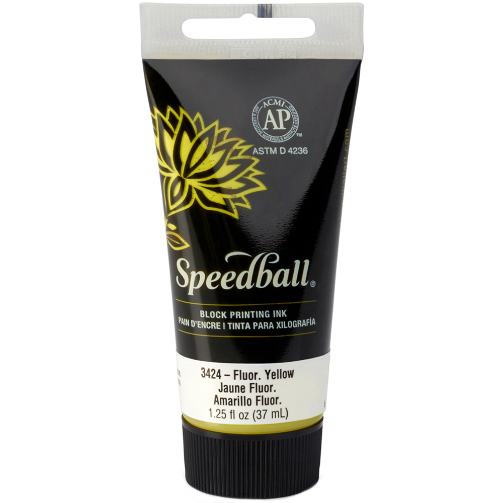 Speedball Fluorescent Yellow Water Soluble Block Ink 37ml Image