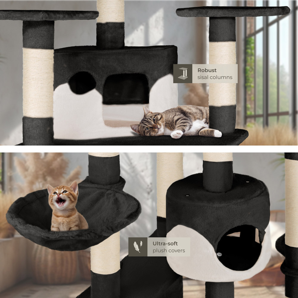 tectake Fippi Black and White Cat Tree with Scratching Post 201cm Image 5