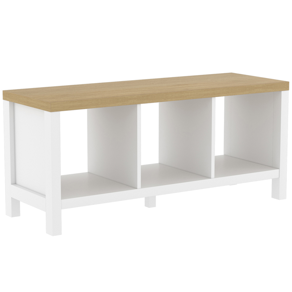Clever Cube 3 Shelf White and Light Oak Effect Storage Unit Image 2