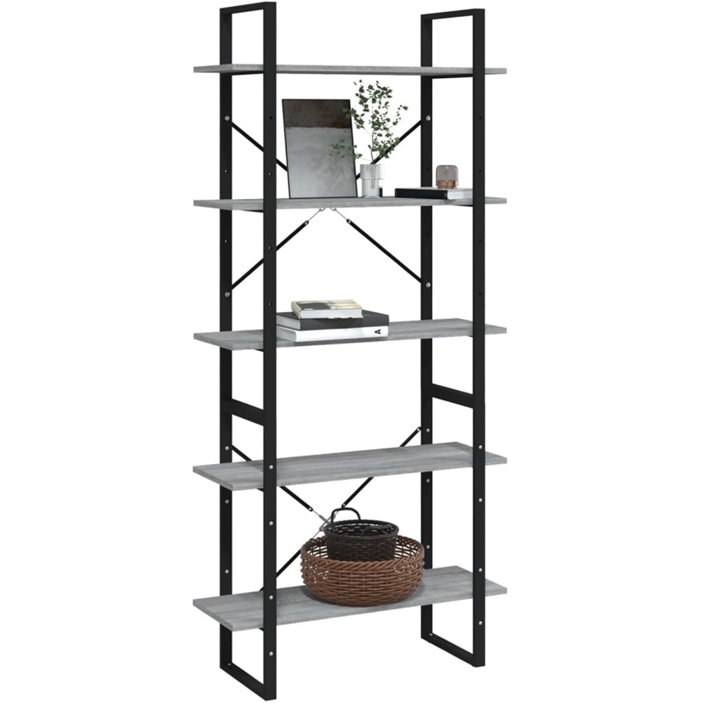 vidaXL 5 Shelf Grey Sonoma Oak Bookcase Image 4