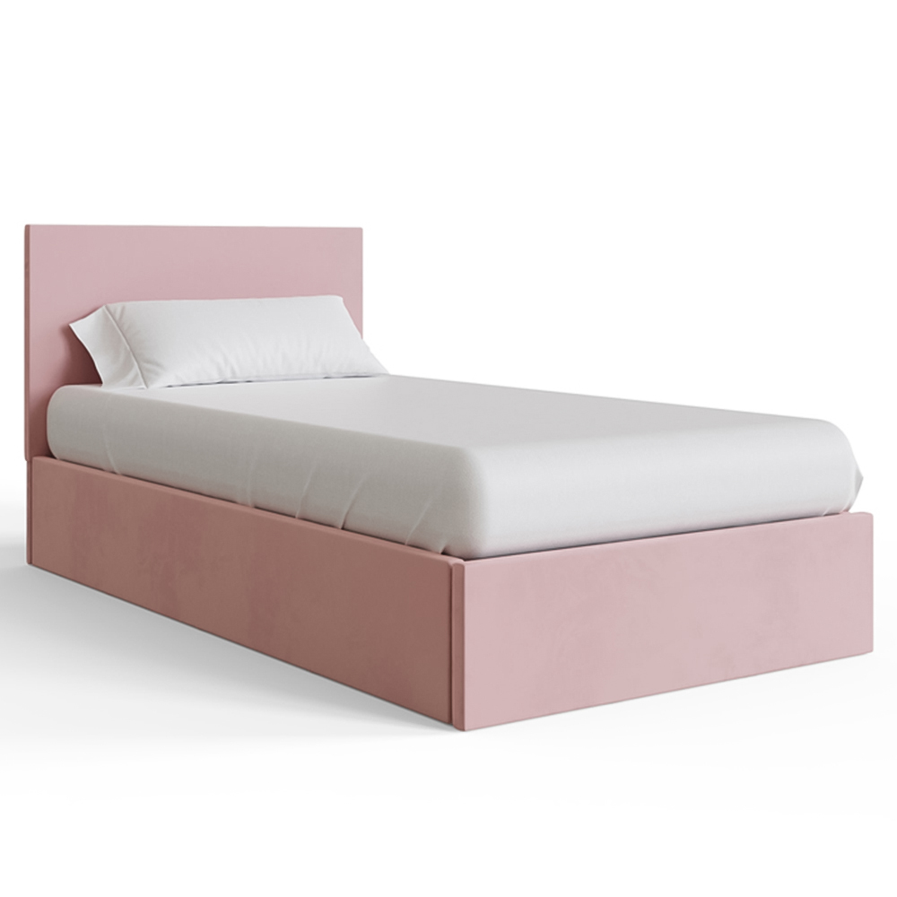 GFW Single Blush Pink Velvet End Lift Ottoman Bed Image 3