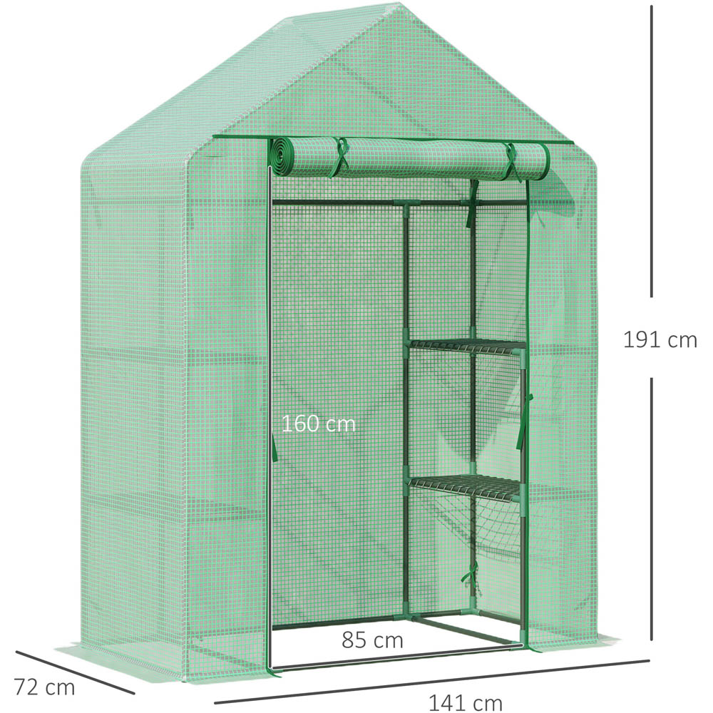 Outsunny Green 4.5 x 2.5ft Walk In Greenhouse Image 8