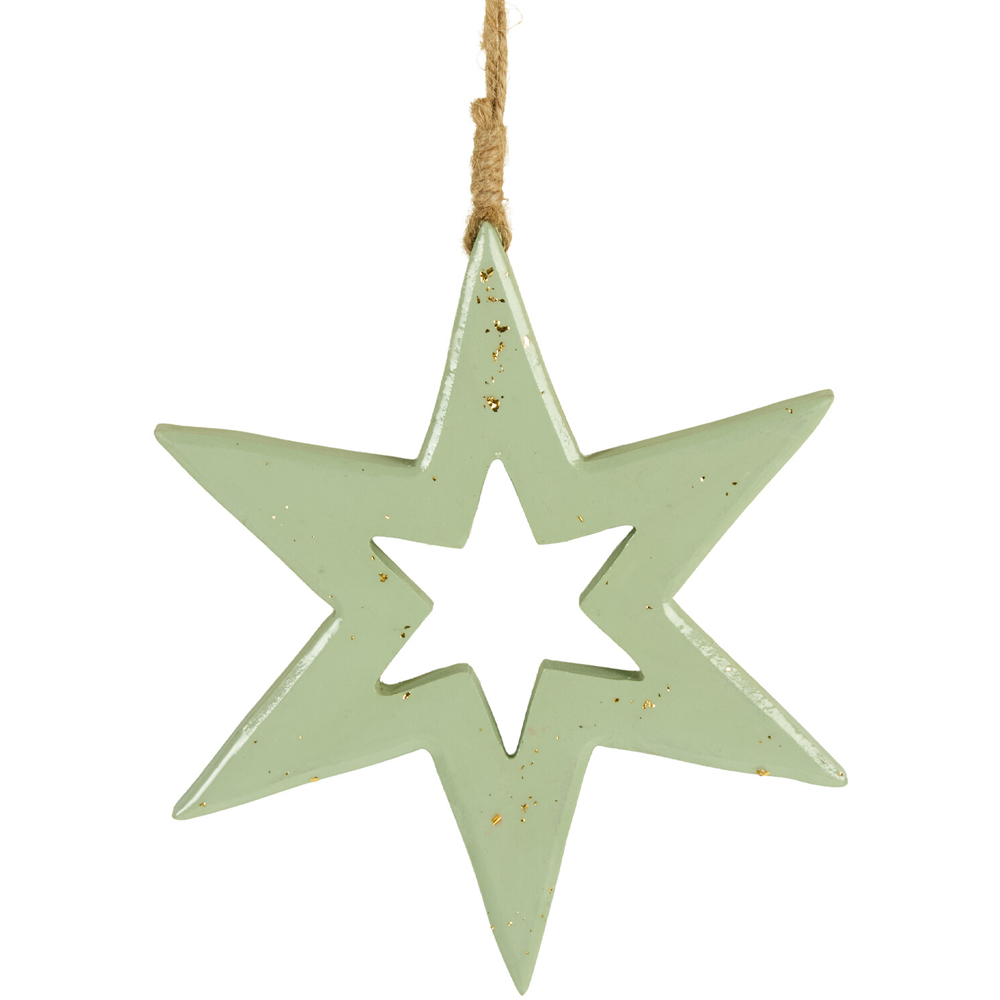 Christmas Star Hanging Decoration Sage Green Image 3