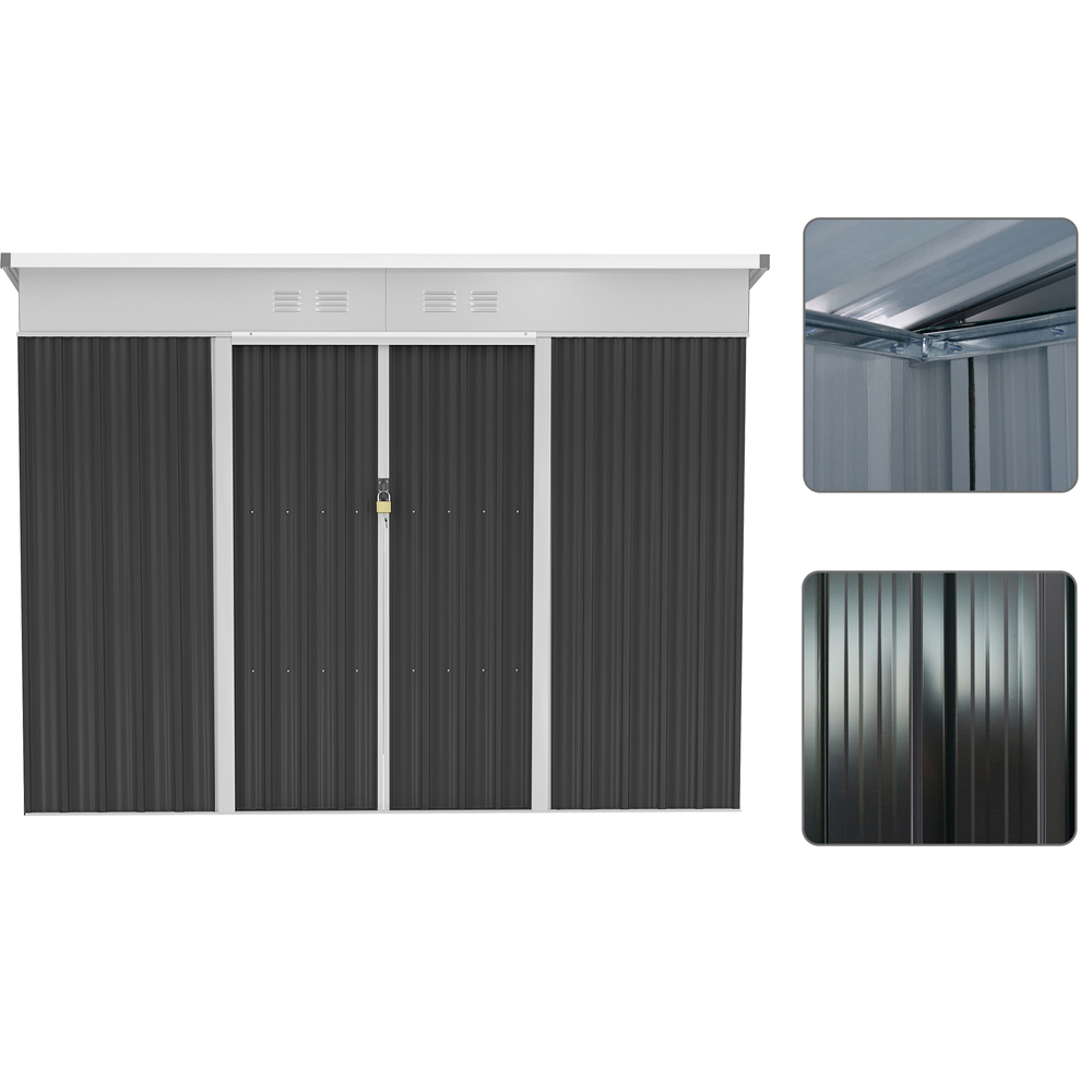 Outsunny 7 x 4ft Dark Grey Double Sliding Door Garden Storage Shed Image 5