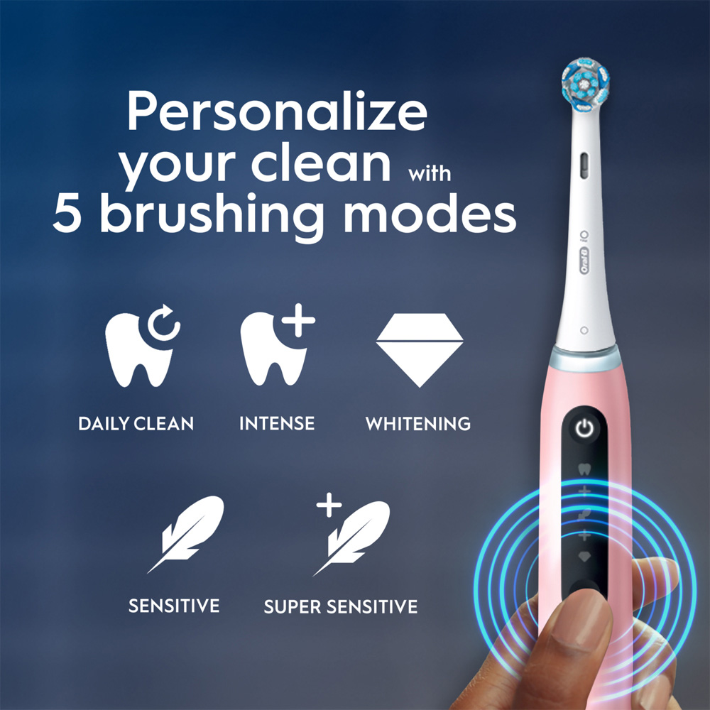 Oral-B iO5 Series Blush Pink Smart Pressure Sensor Rechargeable Electric Toothbrush Image 7