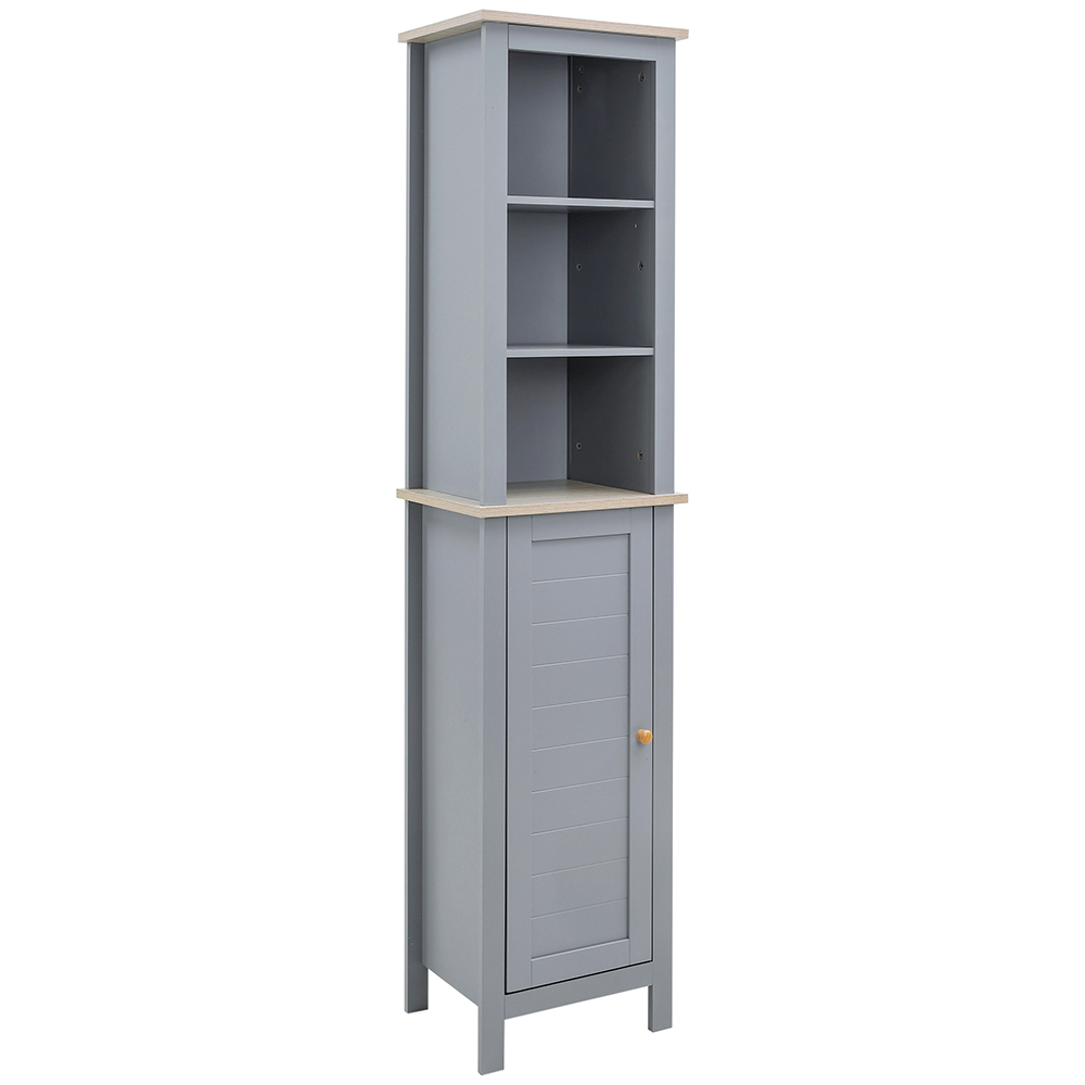 Kleankin Single Door Grey Tall Floor Cabinet Image 2